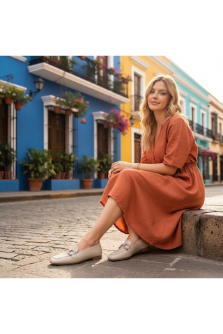 Aska Shoes Günlük Tokalı Babet 2025aska006 Bej