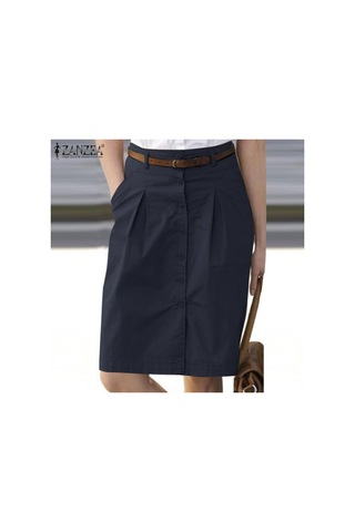 Şarap Kırmızısı Zanzea Bayan Yazlık Günlük Düğmeli Kısa Etekler 5xl Şarap Kırmızısı