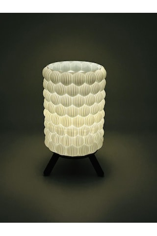 Origami Tasarım 3d Baskı Dekoratif Masa Lambası Pilli Mum Işıklı Geometrik Gece Lambası Beyaz