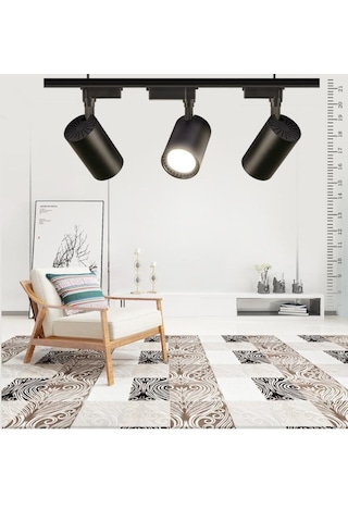6 Adet Dekoratif Led Ray Spot + 2 Metre Ray Siyah Kasa Günışığı