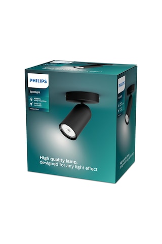 Philips myLiving Pongee Tavan/Duvar Siyah Spot Lamba GU10 Duy (Ampul birlikte verilmez)