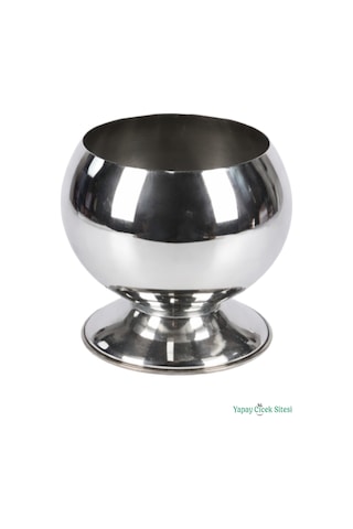 Yapay Çiçek Sitesi Metal Dekoratif Küre Saksı 15 Cm Gümüş