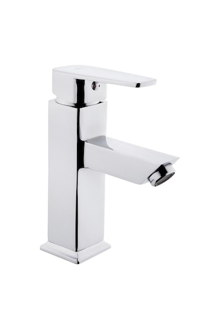 Tema Kare Slim Tek Gövde Sabit Lavabo Bataryası Musluk Krom