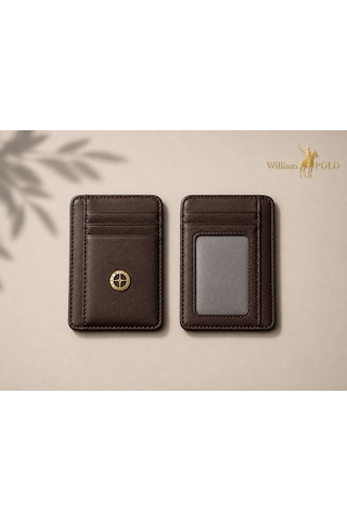 Williampolo Minimal Hakiki Deri Unisex Kartlık Kahverengi