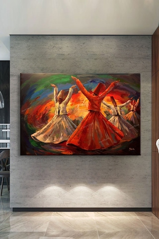 Mevlevi Dervişler Kanvas Tablo 90 x 60