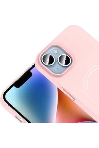 Maks Technology iPhone Uyumlu 13 Kılıf M-safe Şarj Özellikli Kamera Korumalı Mkst Elio Sert Pc Kapak - Açık Pembe