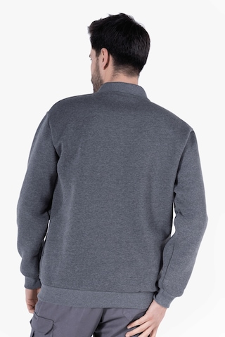 3 İplik Polo Yaka Fleto Cepli Sweatshirt Füme Melanj