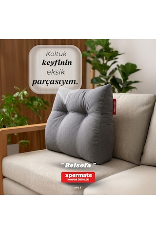 Belsofa Bel Ve Sırt Destek Yastığı Kanepe, Berjer, Tv Ve Oyuncu Koltuğu İçin Sırt Yastığı Gri