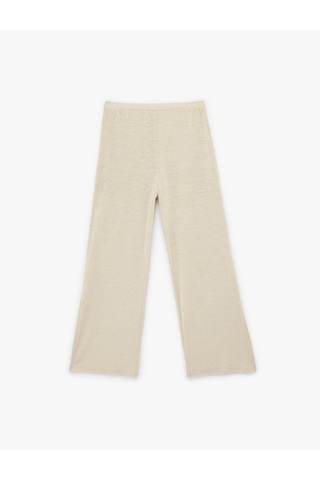 Koton Normal Bel Düz Geniş Paça Pantolon Bej 6sak40009uk Ekru