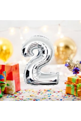 Brokoli Home 2 Numara Gümüş Folyo Balon 100cm 40inç Helyuma Uygu Karışık Renkli