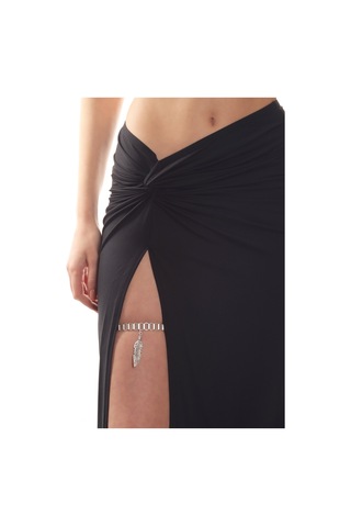 Labalaba Kadın Antik Gümüş Kaplama Yaprak Charm Detaylı Lastikli Bacak Zinciri Gümüş