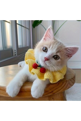 Willowhaven Pembe S Boyutlu Yumuşak Tığ İşi Evcil Hayvan Tasması, Hardal-beyaz Ekose Fiyonk