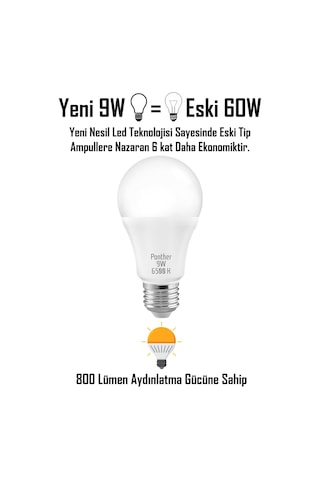 4 Adet 9w Beyaz Led E27 Ampul Tasarruflu Lamba 6500 K Beyaz Işık 800 Lümen 9w 60w