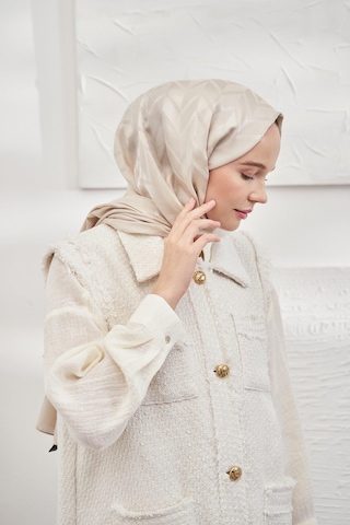 Armanda Jakarlı Şal - Zigzag Desenli - Taş - Taş