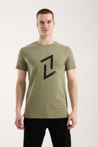 Erkek Dinamik Grafik Sembol Baskılı T-shirt - Haki Çok renkli