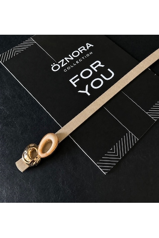 Öznora Oval Gold Tokalı İnce Kadın Kemer Bej