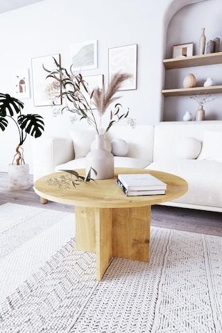 Nova Tekli Orta Sehpa, İskandinav Stil, Bohem, 72 Cm - Safir Meşe