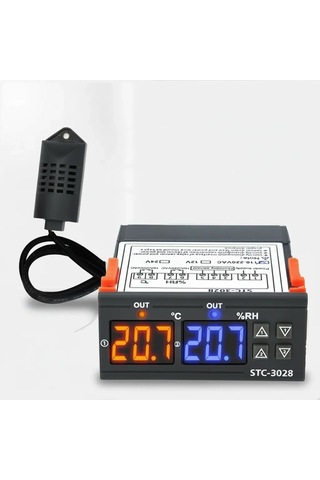 Dijital Termostat Ve Nem Kontrol Cihazı Çift Ekranlı Kuluçka Sensörü 10a 220v Bx-316264