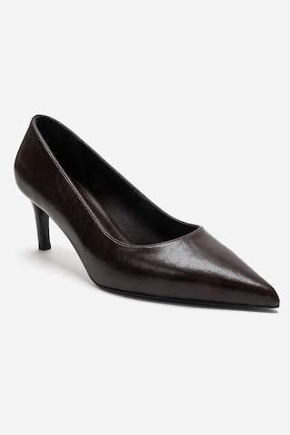 Luvishoes Velmıra Kahverengi Cilt Kadın Topuklu Ayakkabı Kahve Cilt