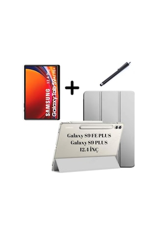 Samsung Galaxy Tab S9 Fe Plus/s10 Plus/s9 Plus İle Uyumlu Kılıf Set Pu Deri Smart Tablet Kilifi Ekran Koruyucu + Kalem Arka Kapak