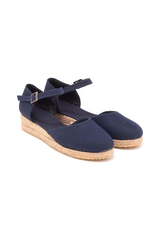 Star Tombis Gerçek Elişi Hasır 3cm Topuklu Bantlı Günlük Kız Çocuk Espadril Handmade Lacivert