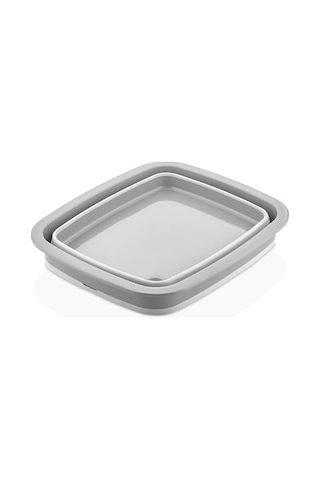 Katlanabilir Tıpalı Badya, Gri, 9 Litre, 37 X 31,4 X 5,4 Cm, Çok Amaçlı Leğen, Yer Kaplamayan Tasarım Çok Renkli