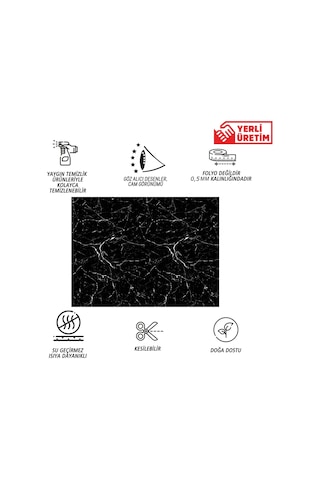 Tink Kendinden Yapışkanlı Siyah-beyaz Mermer Desenli Pvc Panel 41x62cm