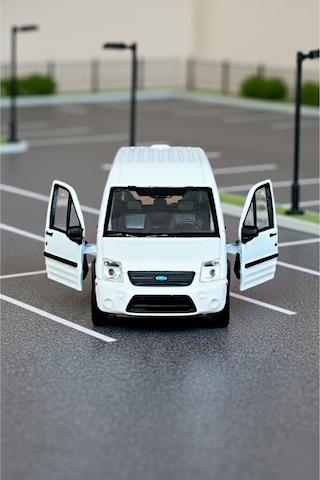 Beyaz 1:38 Ölçek Die Cast Kapıları Açılır Lisanslı Ford Transit Connect Oyuncak Metal Model Araba Çok Renkli
