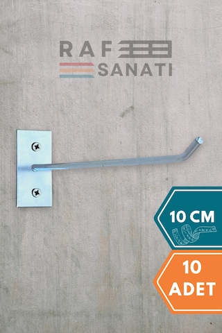 10 Adet Duvar Kancası 10 Cm Duvar Ve Suntaya Monte Askı Kanca Galvaniz