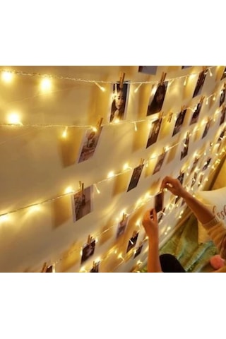 3 Metre Peri Led 15 Mini Karışık Mandal-Gün Işığı