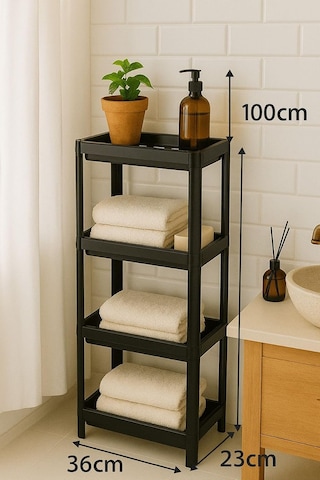 Sas Haus Flex Elite Pro 4 Katlı Siyah Çok Amaçlı Raf Ünitesi Banyo Ve Mutfak Düzenleyici Raf & Organizer Siyah Diğer