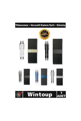 Kalem Lüks Ofis Yazım Gereçleri Şık Kaliteli Promosyon Ergonomik Tükenmez Versatil Kalem Seti Gümüş