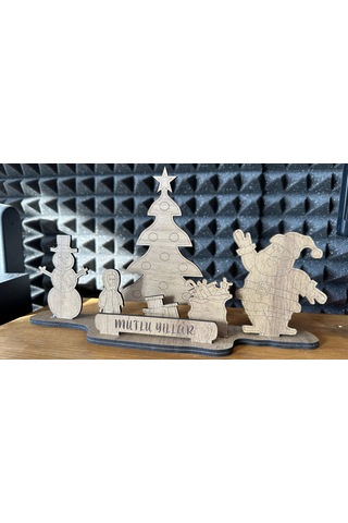 Ahşap Yılbaşı Masaüstü Hediyelik Ürün Noel Hediye Çam Ağacı
