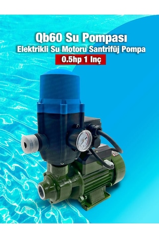 Alman Su Pompası Bakır Sargı 0.70 Hp 0.55 Kw Paket Hidrofor Otomatik Sistem Su Pompası Qb60 Hediyeli