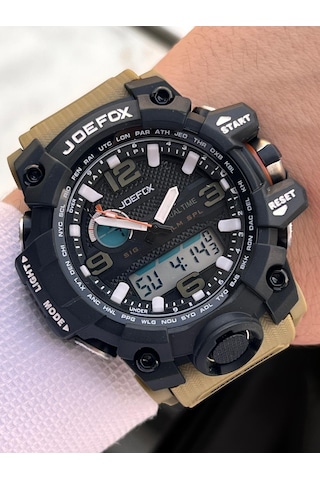 Joefox Digital Ve Analog 2 Yıl Garantili Kronmetre+takvim+alarm+aydınlatma Erkek Kol Saati Joe.bk13 Siyah