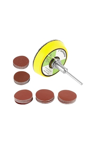 Pimli Mini 53'lü Cırt Zımpara Seti 50 Mm Taban Matkap Uyumlu 80 120 320 600 800 Kum Karışık Grit