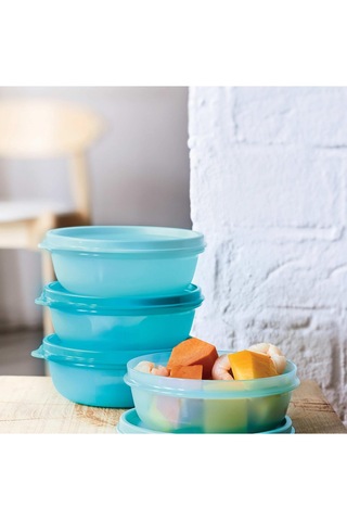Tupperware 4'lü Saklama Kabı Seti 300 Ml Su Geçirmez Ve Çok Amaçlı Kullanım İçin İdeal Açık Mavi
