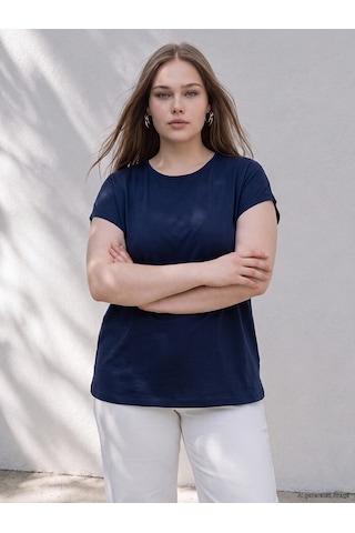 Lcwaıkıkı Curve Lacivert Büyük Beden Oversize Bluz