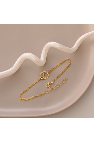 Vaoov 925 Ayar Gümüş Harfli Çift Zincirli Bileklik Altın