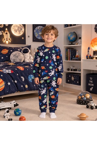 Hukids Uzay Pijama Takımı Lacivert