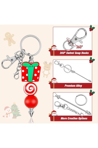 Gatherco 25 Parça Boncuklu Anahtarlık Bar Seti, Kendin Yap İçin Yeniden Kapatılabilir Hediye Çantasıyla Birlikte Gümüş Boncuklu Anahtarlık, Kolye Anahtarlık Yapımı İçin