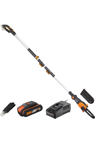 WORX WG349E 20Volt 2.0Ah Li-ion Tek Akülü 20CM Profesyonel Teleskobik Saplı Açı Ayarlı Zincirli Dal Budama