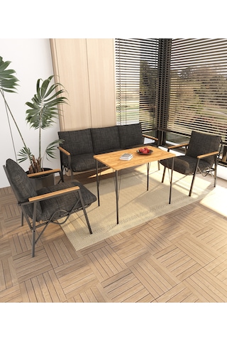 Doruk Home Balkon, Bahçe, Cafe, Metal Koltuk Takımı, Bahçe Mobilyası , Oturma Grubu, 3+1+1+masa Antrasit