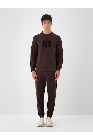 Kahverengi Pamuk Dokulu Regular Fit Sweat Pantolon 380186 Kahverengi