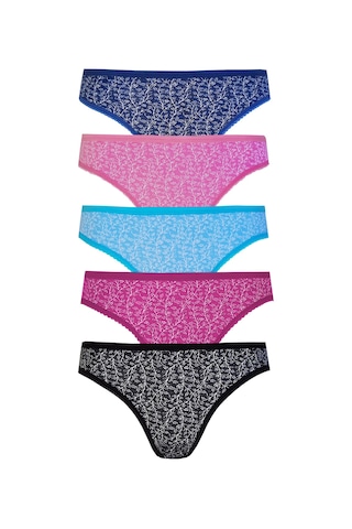 5'li Kadın Pamuklu Renkli Bikini Külot İç Çamaşırı Çok Renkli