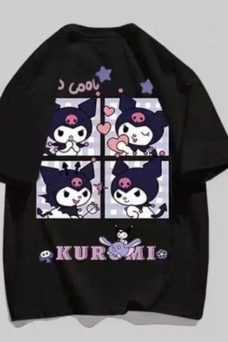 Flood Of Style Siyah Anime Harajuku Kuromi - Postcard Photos T-shirt Rbts4102688