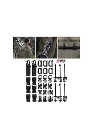 Suntek Dişli Klip Için Molle Sırt Çantası Molle Aksesuar Siyah