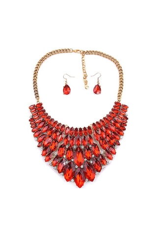 Yayın Aksesuarları, Moda Elmas Renkli Mücevher Kolye Küpe Seti, Aksesuarlar Siyah