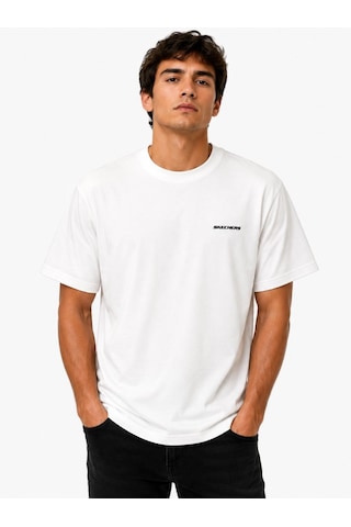 Skechers M Oversize Essential Crewneck Heavy T-shirt S2620191-3855 Erkek Tişort beyaz