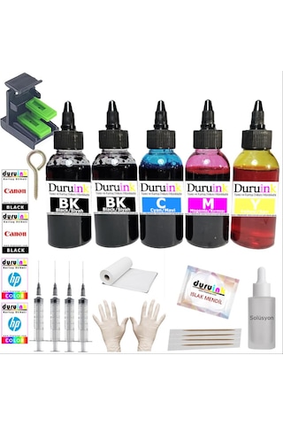 Duruınk Canon Pixma E414 Pg46 Cl56 Yazıcı Uyumlu Kartuş Dolum Seti 5 Li Set 5x100ml Mürekkep